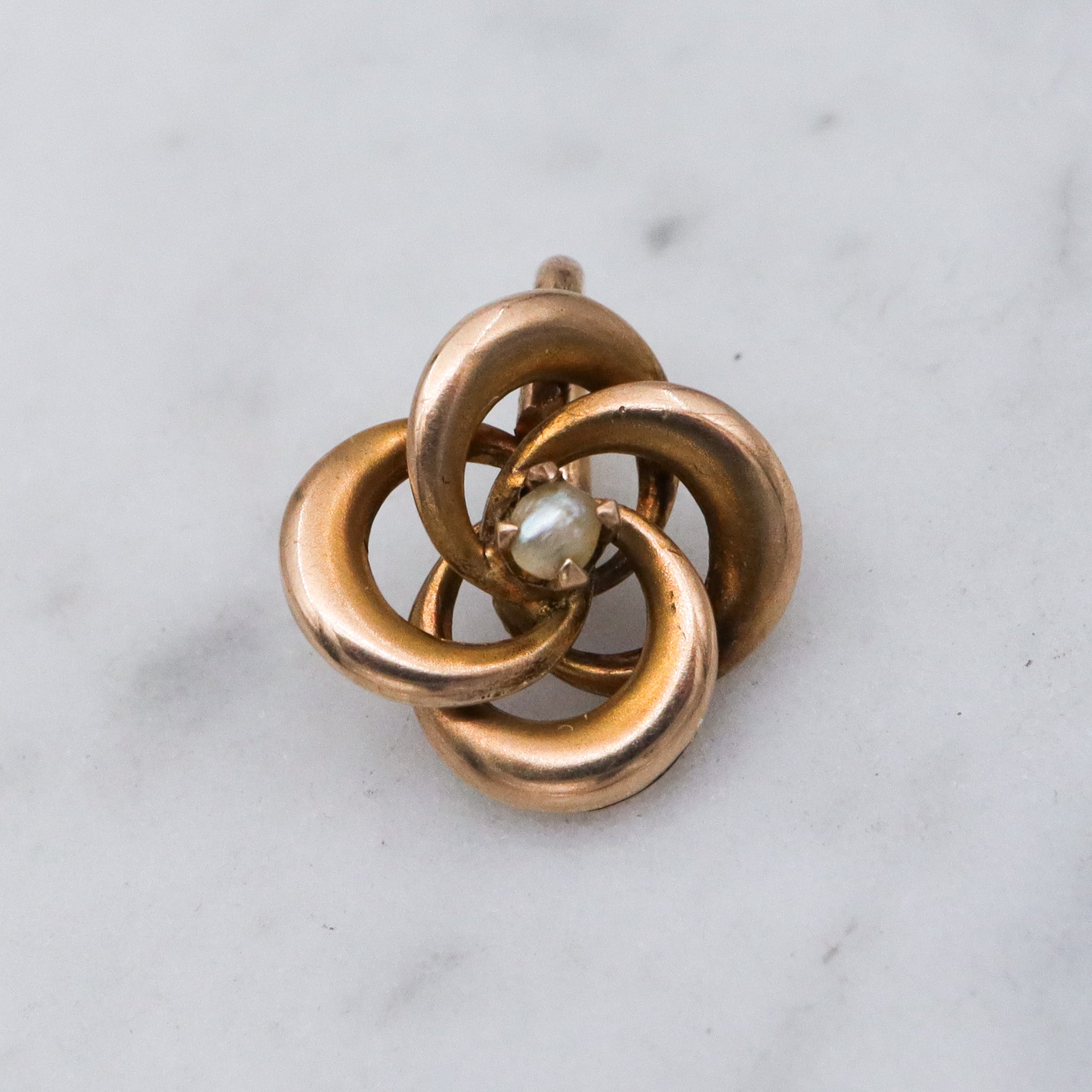 Antique Victorian 10k gold infinity love knot pearl pendant